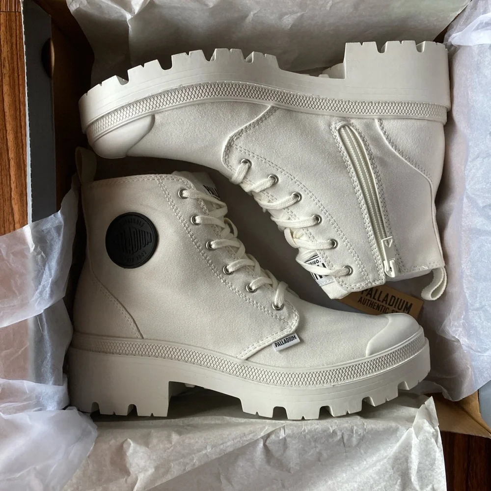 Palladium Women's Pallabase Twill White Boots - Picture 2 of 9